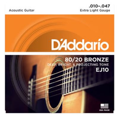Juego cuerdas guitarra ac. 0,10 - 0,47 EJ-10 Bronce