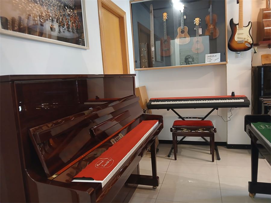 Piano Perzina de caoba amb la funda de Musical Tarantel·la